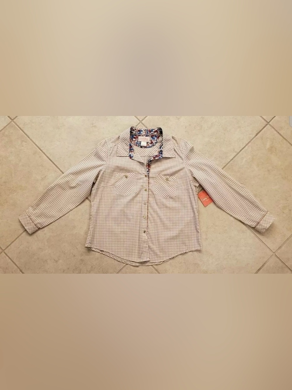 Women's Coral Bay Petite Shirt Size PL Beige